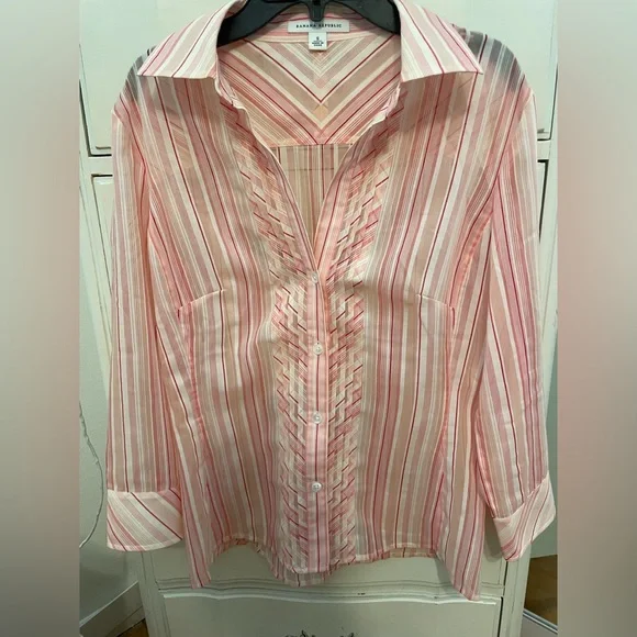Banana Republic | Tops | Banana Republic Sheer Pink Striped Button Down  Dress Shirt | Poshmark